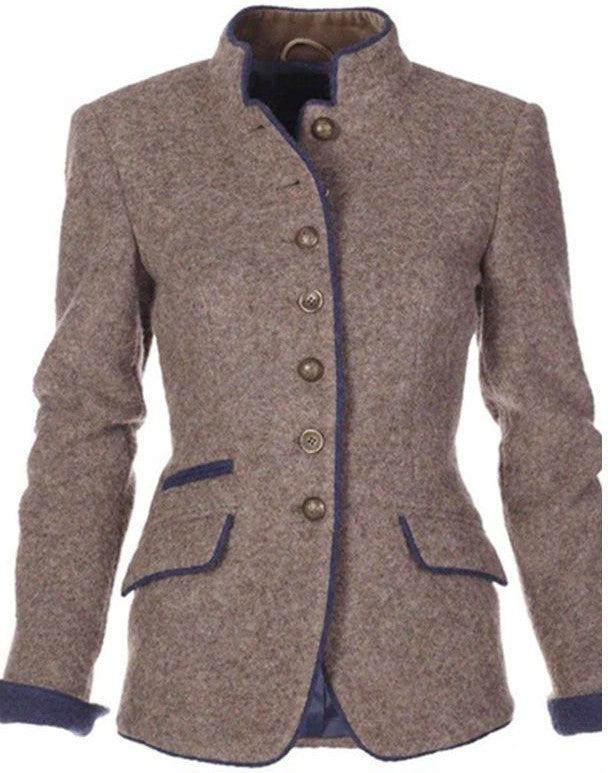 Manteau Élégant Sans Col Pour Femmes | Manches Longues Unies