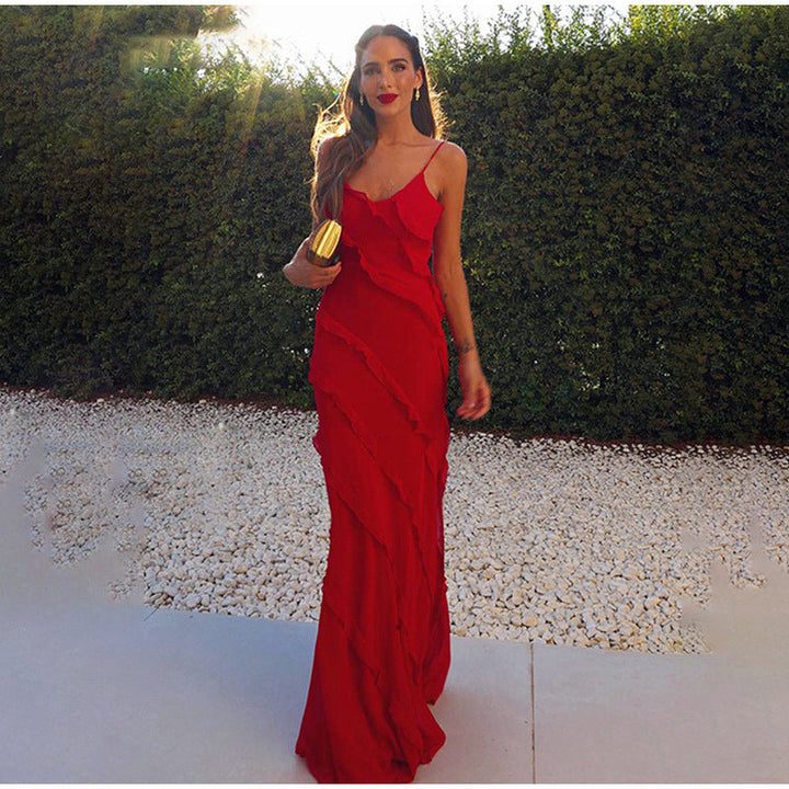Robe Femme Élégante Longue à Volants | Maxi