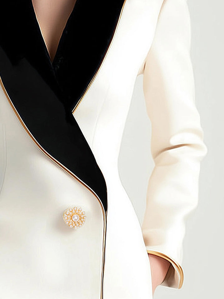 Blazer Asymétrique Contrasté pour Femme | Élégant