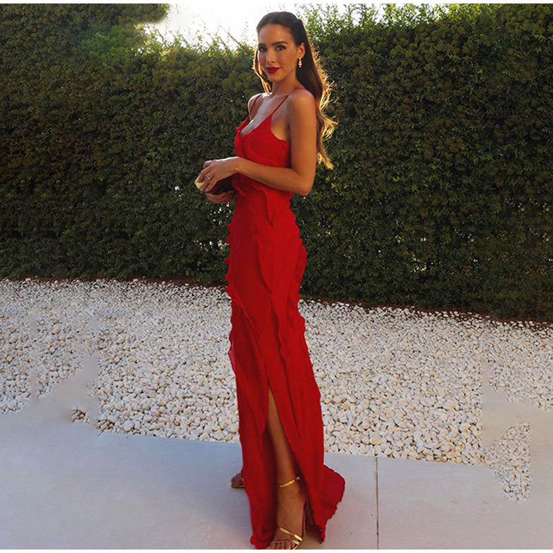 Robe Femme Élégante Longue à Volants | Maxi