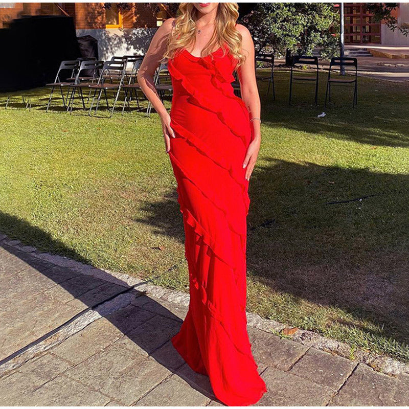 Robe Femme Élégante Longue à Volants | Maxi