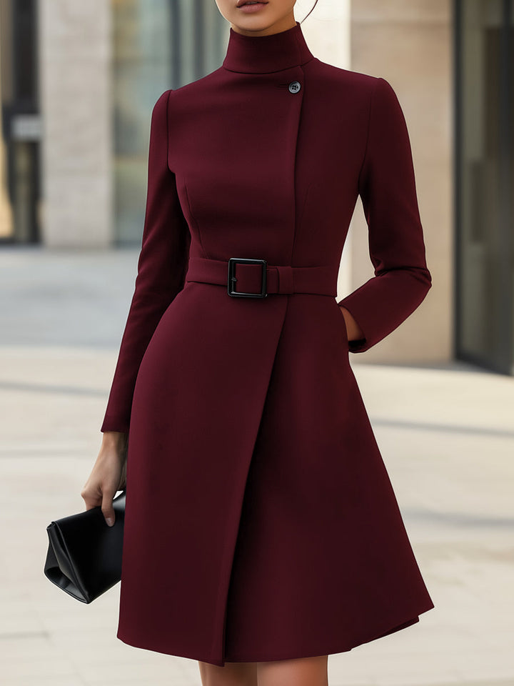 Robe Blazer Ceinturée à Col Montant pour Femme | Midi
