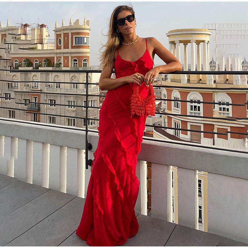 Robe Femme Élégante Longue à Volants | Maxi
