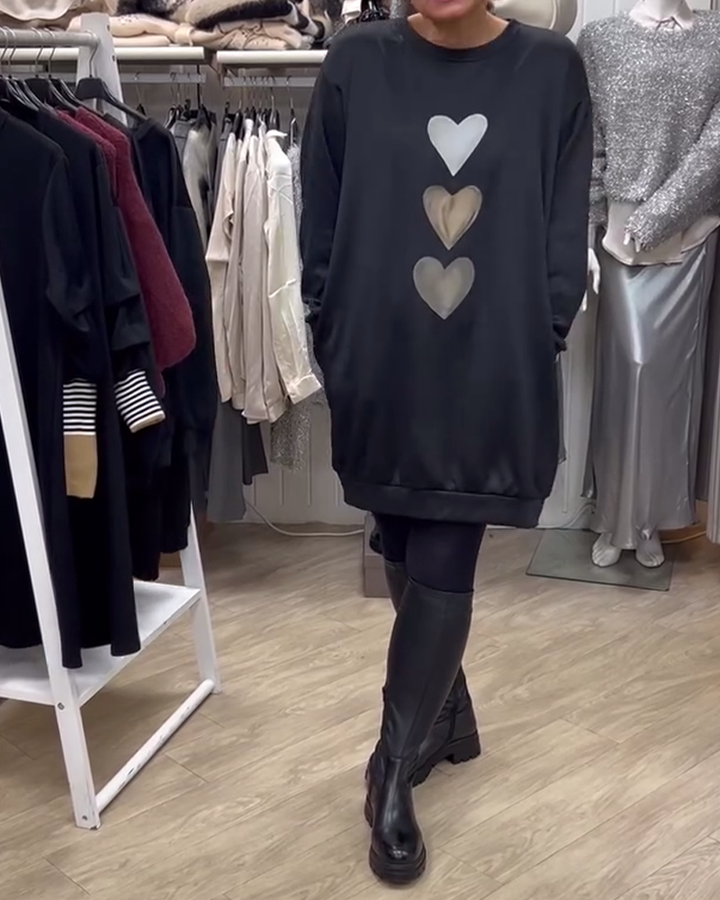 Sweat-Shirt Femme Cœur Imprimé | Manches Longues