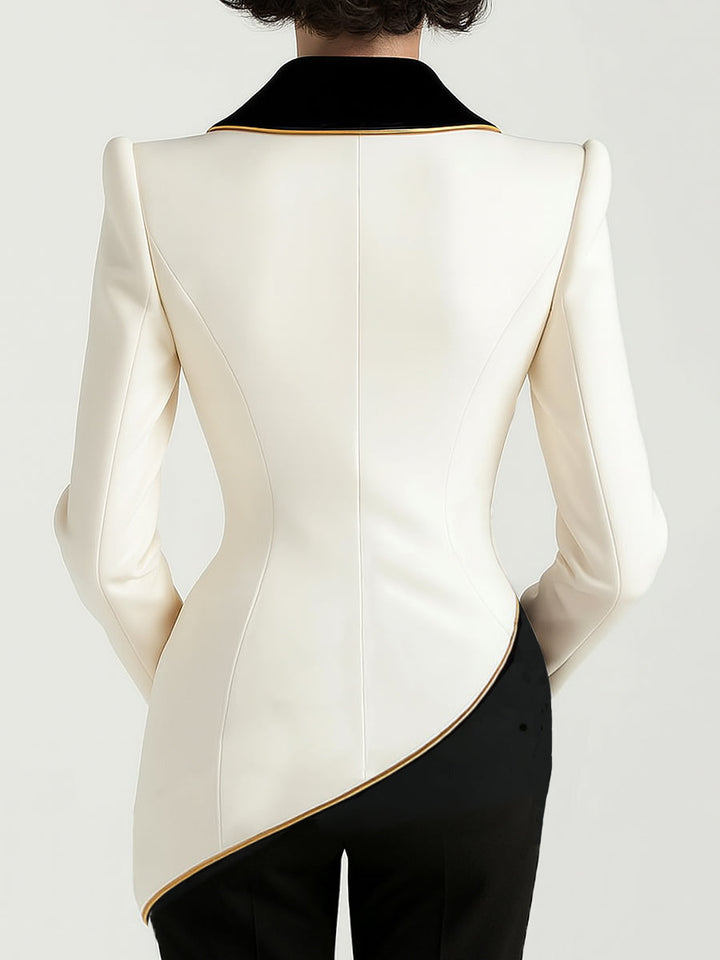 Blazer Asymétrique Contrasté pour Femme | Élégant