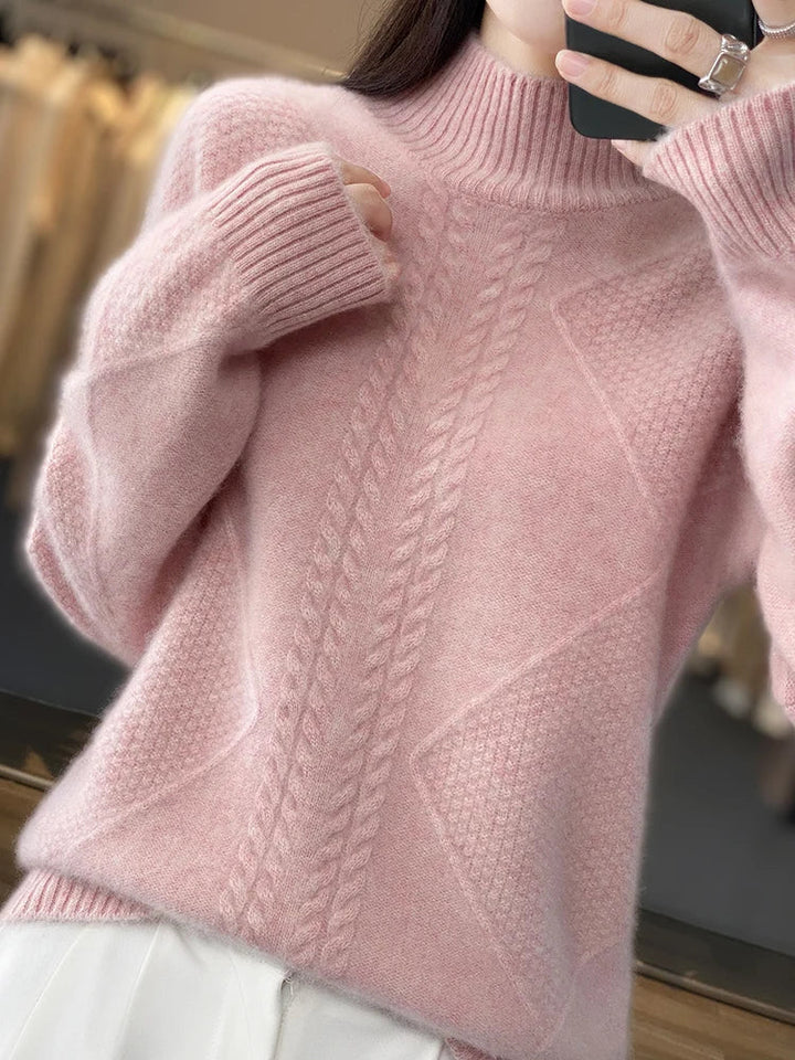 Pull Texturé Élégant Pour Femme | Col Montant