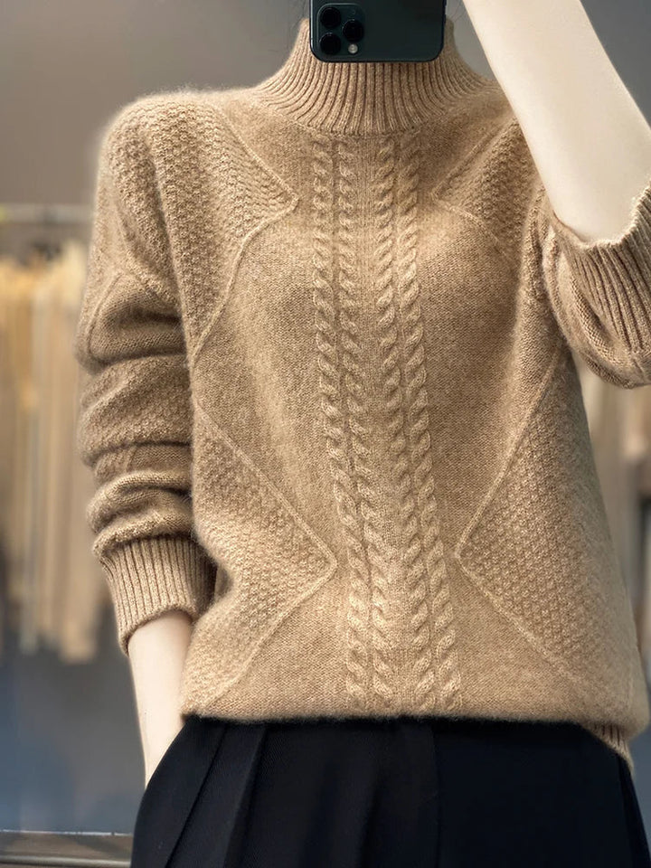 Pull Texturé Élégant Pour Femme | Col Montant