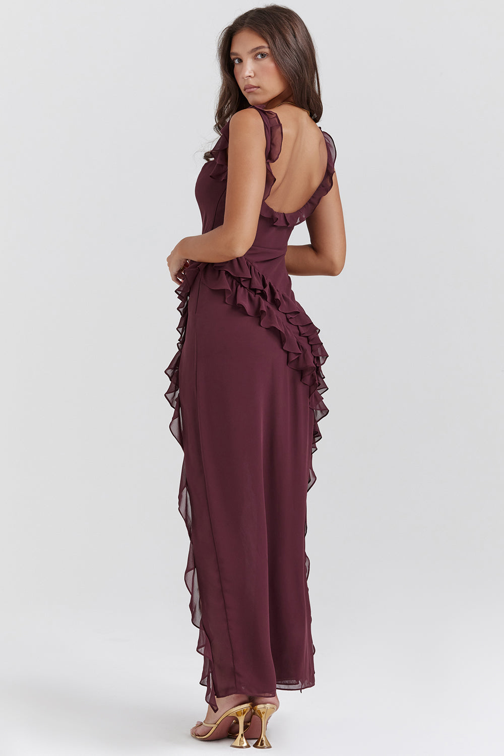 Women's Asymmetrical Ruffle Dress | Elegant Long