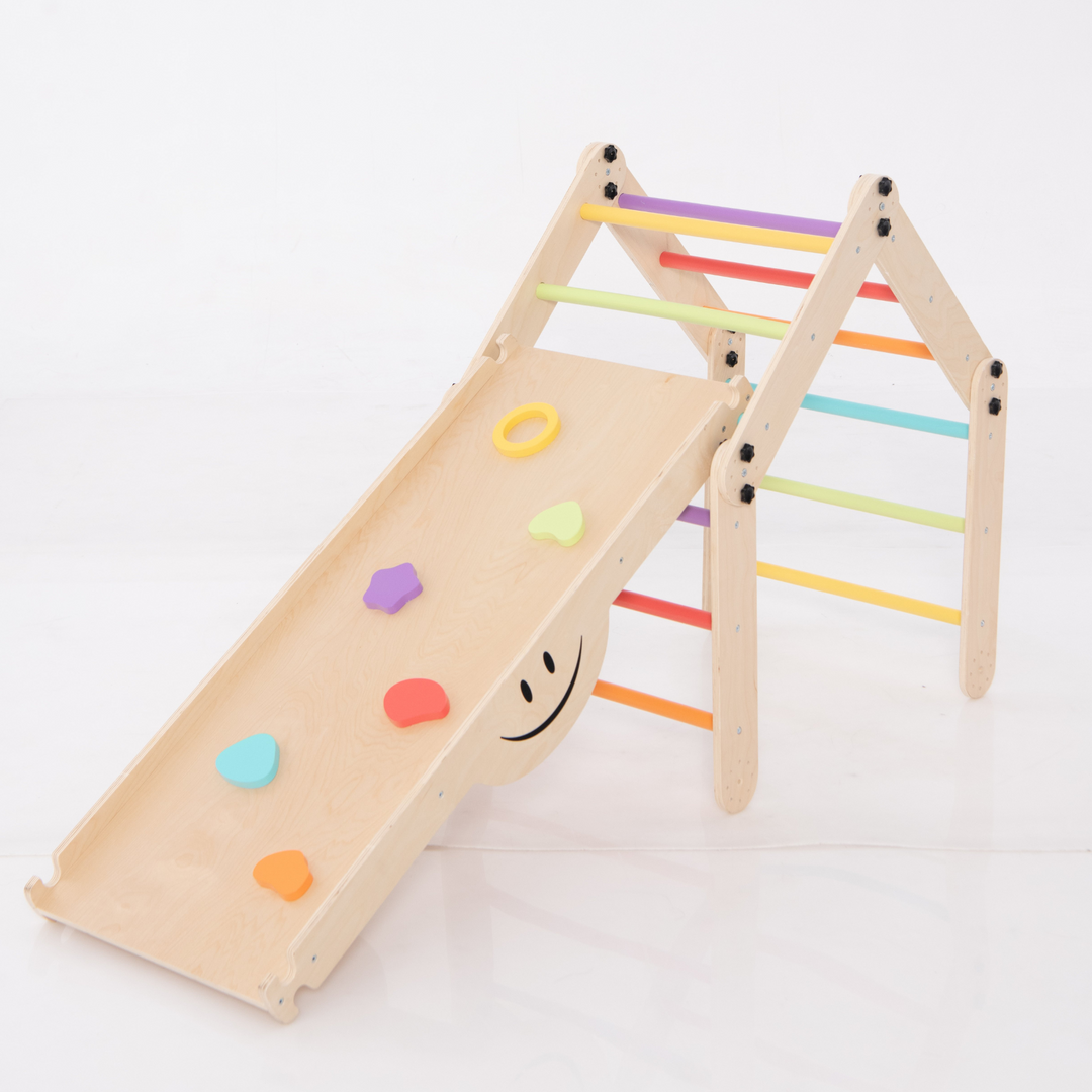 Transformable triangle + Reversible climbing ramp | 2-in-1 foldable climbing structure