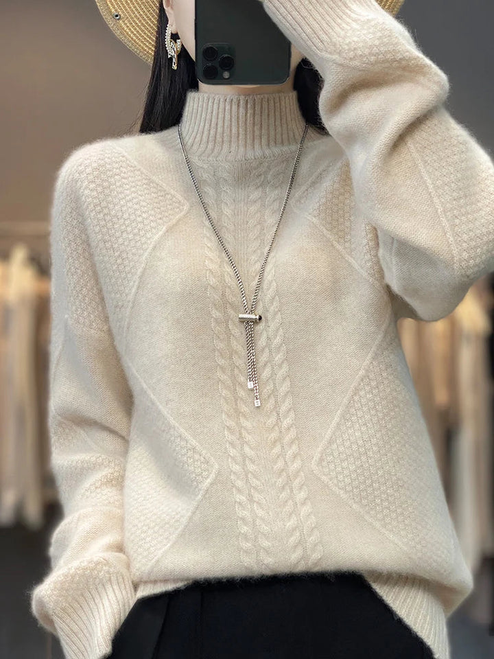 Pull Texturé Élégant Pour Femme | Col Montant