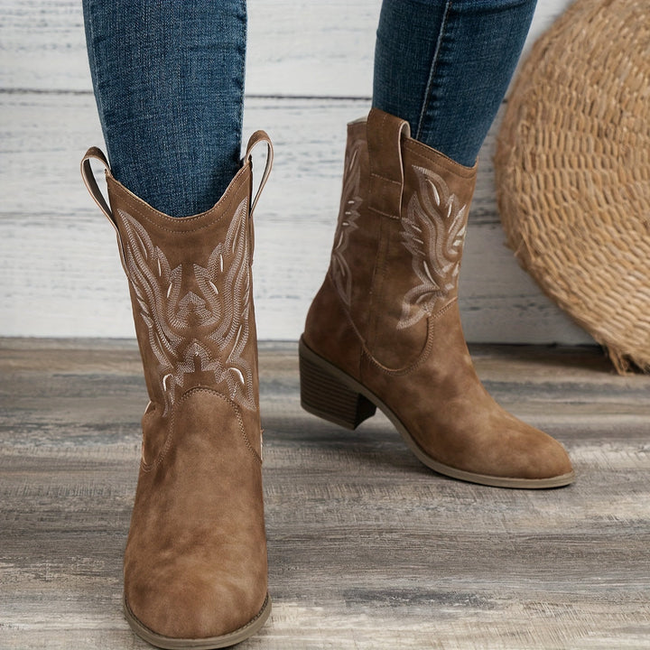 Bottes de cowboy à talons épais, élégantes