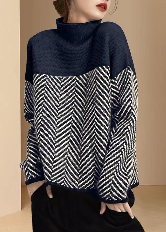 Gilet Col Roulé Patchwork Pour Femme | Coupe Ample