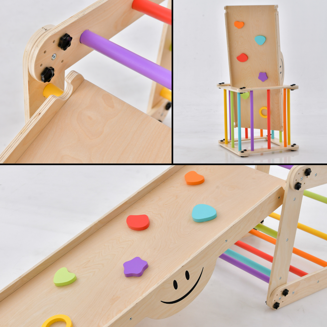 Transformable triangle + Reversible climbing ramp | 2-in-1 foldable climbing structure