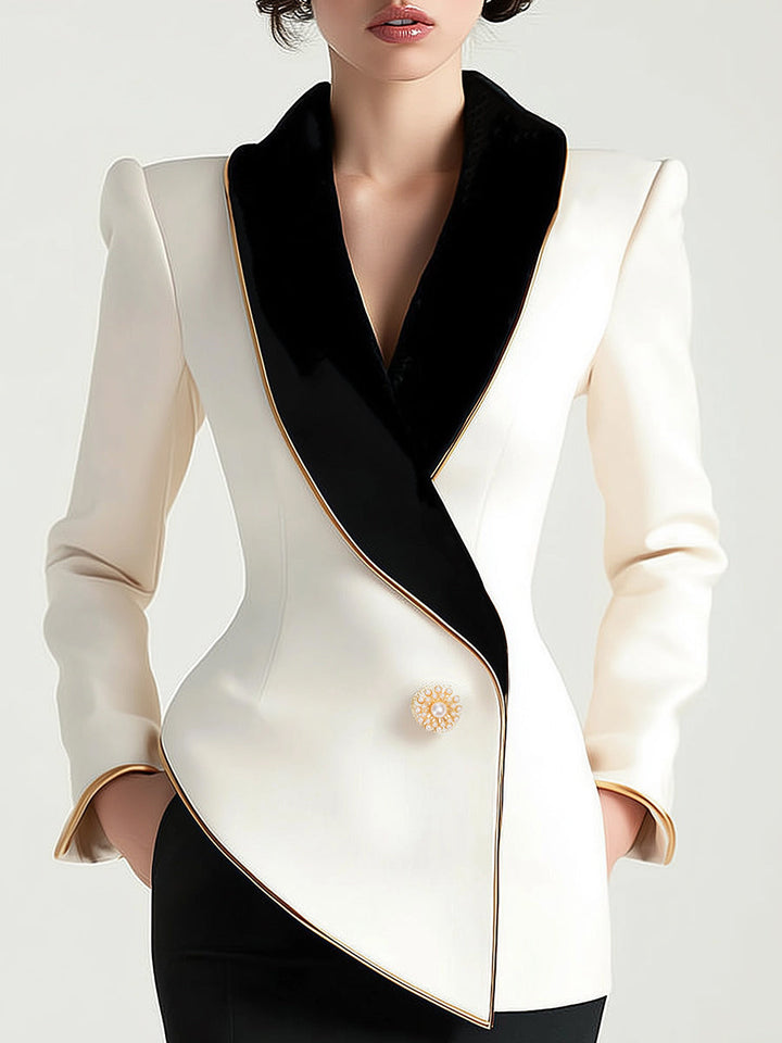 Blazer Asymétrique Contrasté pour Femme | Élégant