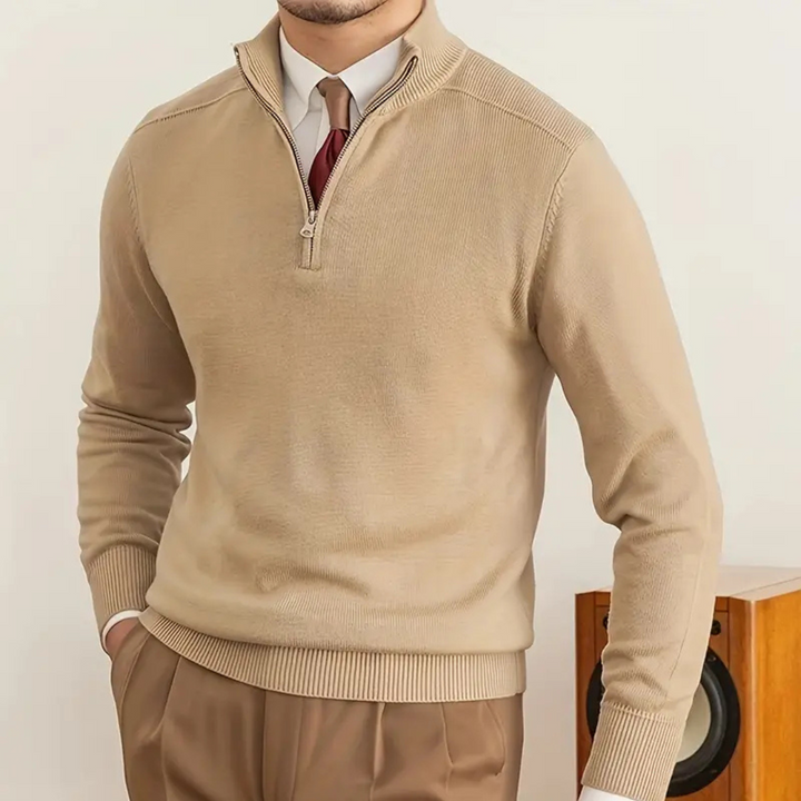 Pull en coton à col zippé | Décontracté