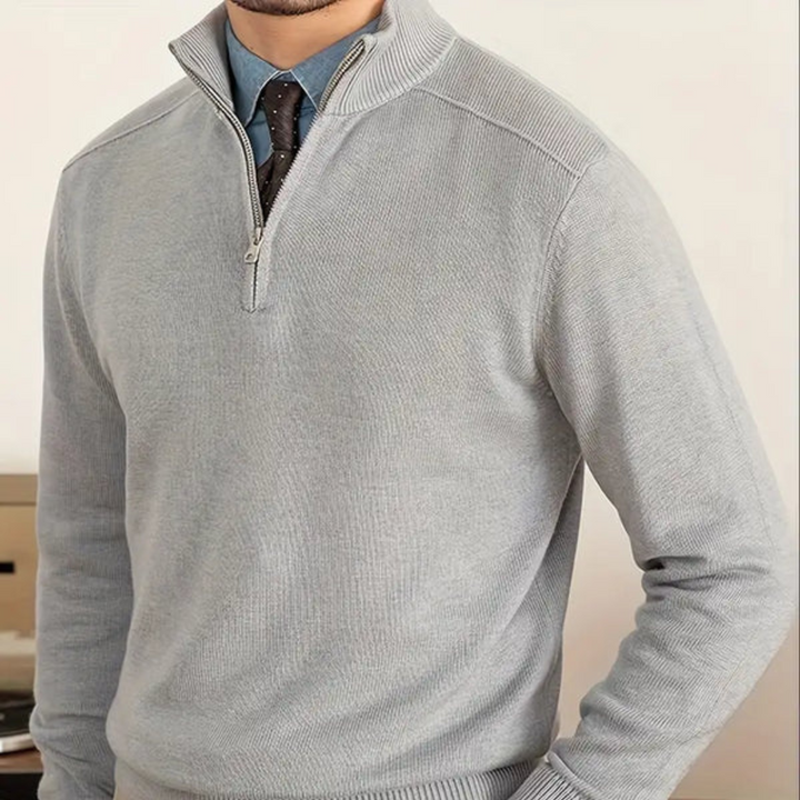 Pull en coton à col zippé | Décontracté