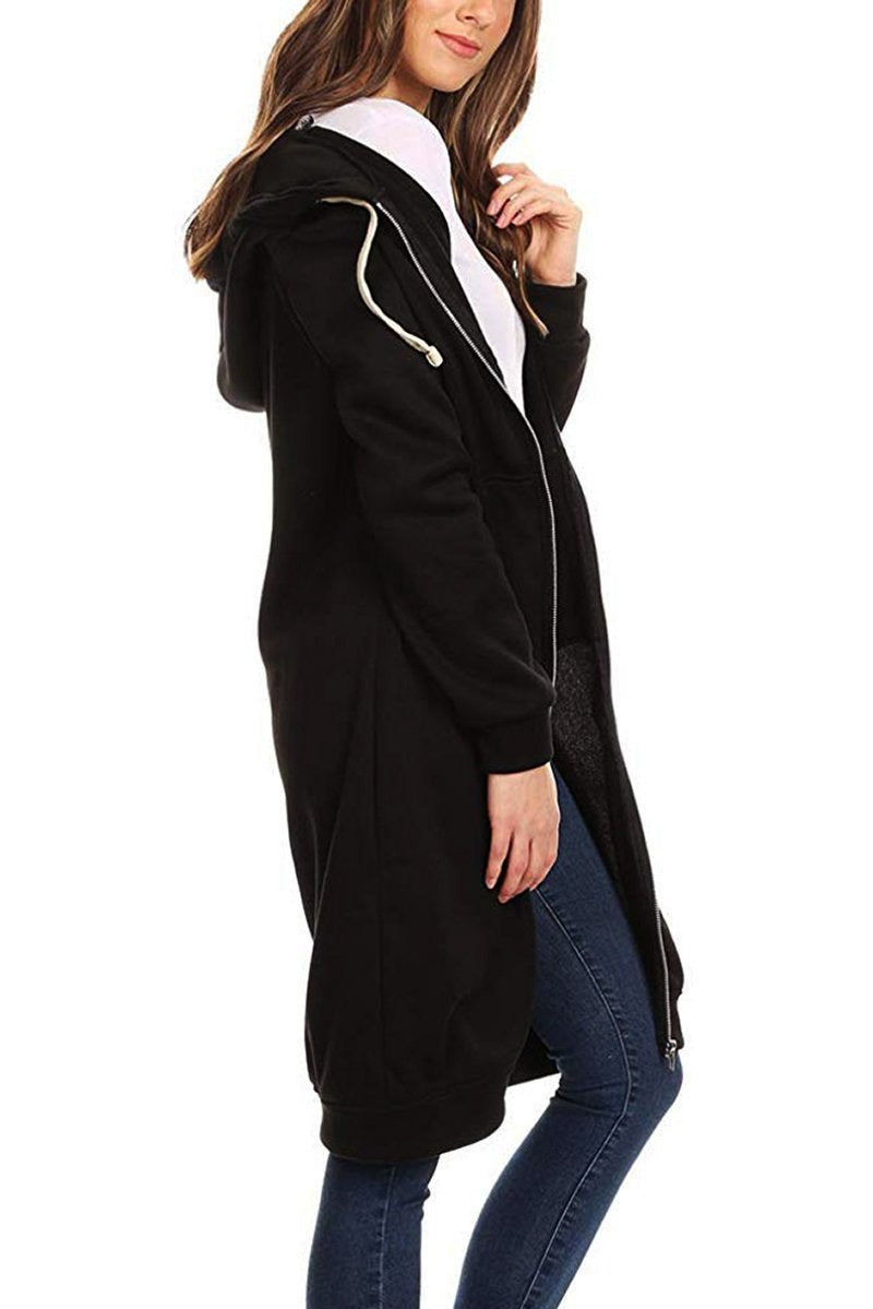 Sweat À Capuche Zippé Oversize Pour Femme | Coupe Longue