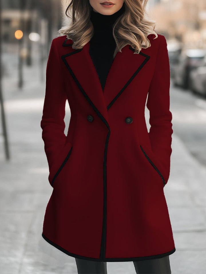 Manteau Croisé Contrasté pour Femme | Élégant