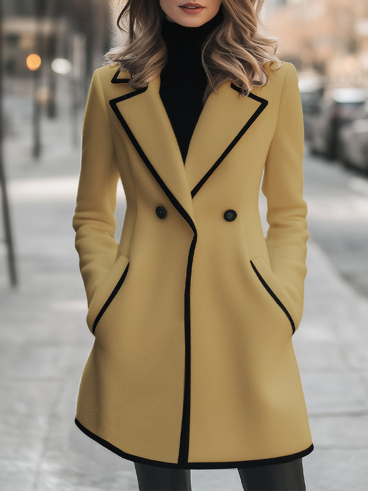 Manteau Croisé Contrasté pour Femme | Élégant