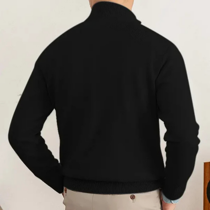 Pull en coton à col zippé | Décontracté