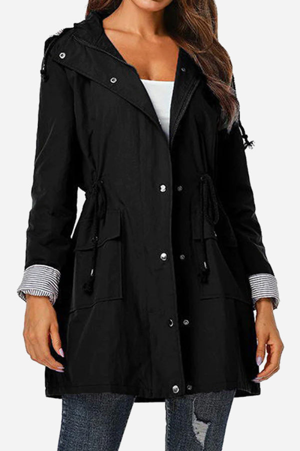 Coupe-Vent À Rayures Avec Capuche Pour Femme | Imperméable