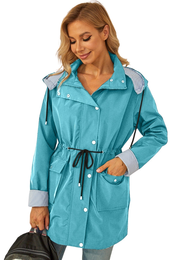 Coupe-Vent À Rayures Avec Capuche Pour Femme | Imperméable