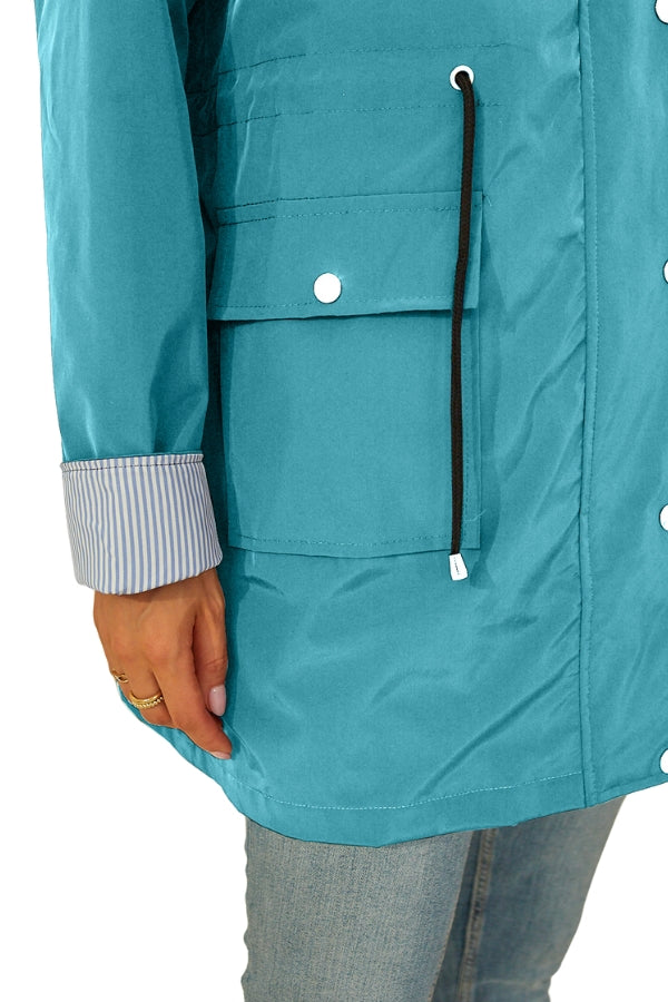 Coupe-Vent À Rayures Avec Capuche Pour Femme | Imperméable