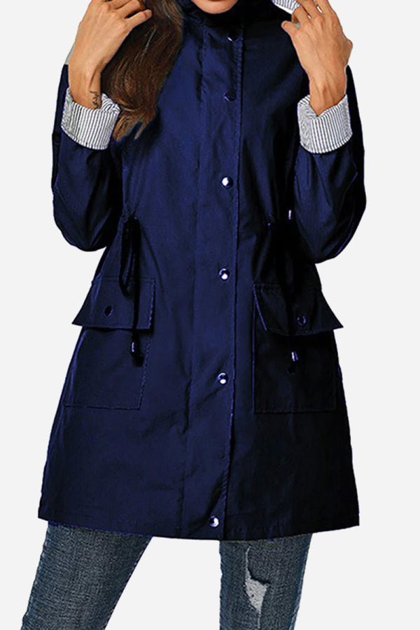 Coupe-Vent À Rayures Avec Capuche Pour Femme | Imperméable