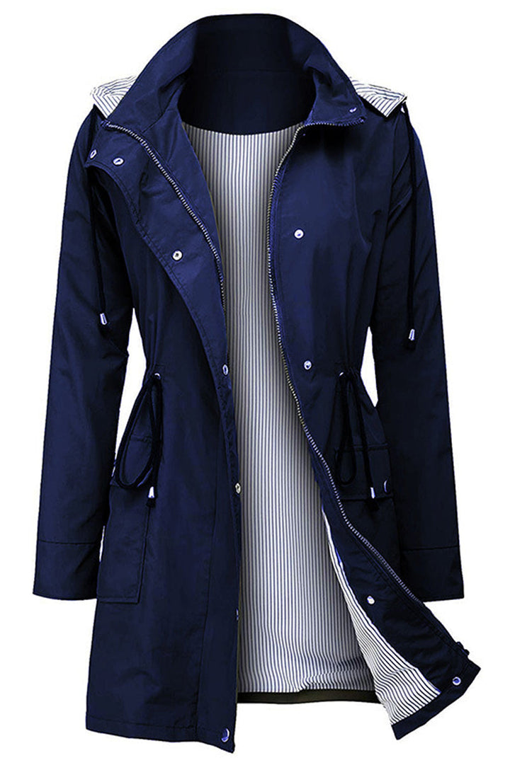 Coupe-Vent À Rayures Avec Capuche Pour Femme | Imperméable