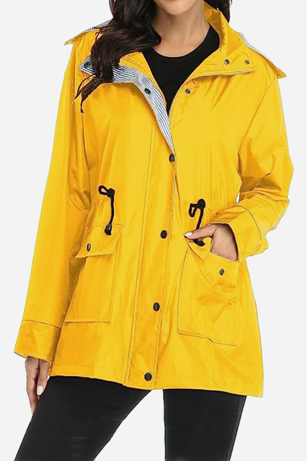 Coupe-Vent À Rayures Avec Capuche Pour Femme | Imperméable