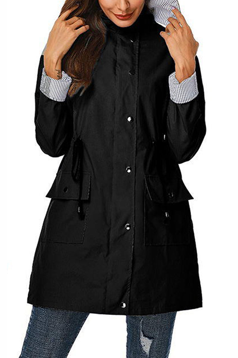 Coupe-Vent À Rayures Avec Capuche Pour Femme | Imperméable