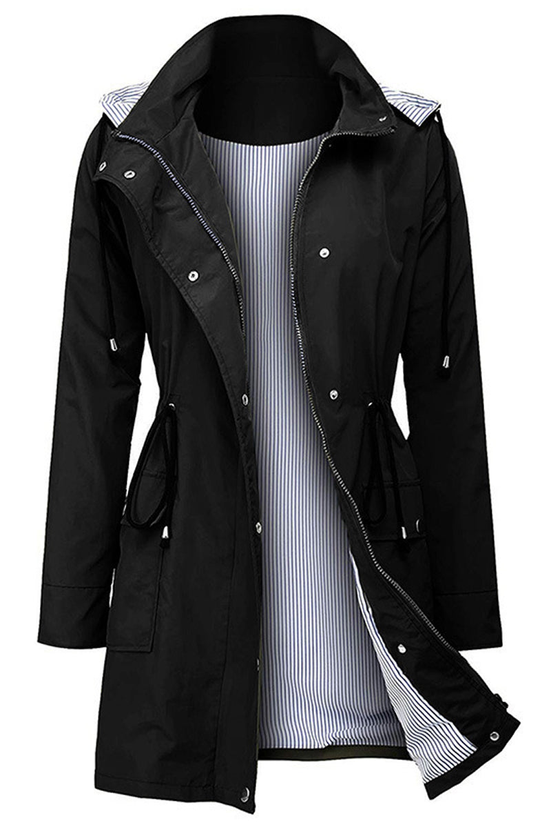 Coupe-Vent À Rayures Avec Capuche Pour Femme | Imperméable