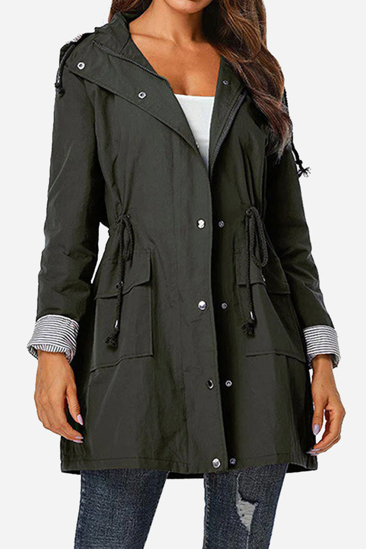 Coupe-Vent À Rayures Avec Capuche Pour Femme | Imperméable