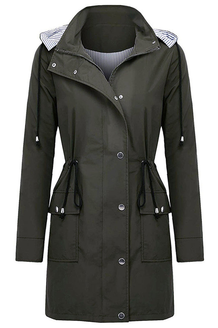 Coupe-Vent À Rayures Avec Capuche Pour Femme | Imperméable