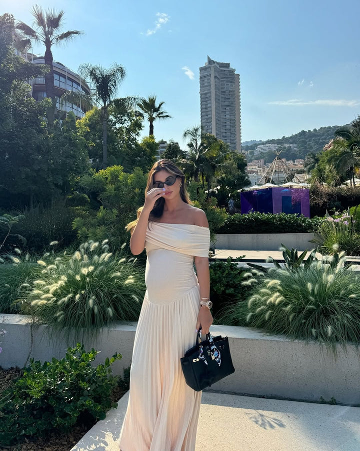 Robe Maxi Plissée Décolletée pour Femmes | Maternité