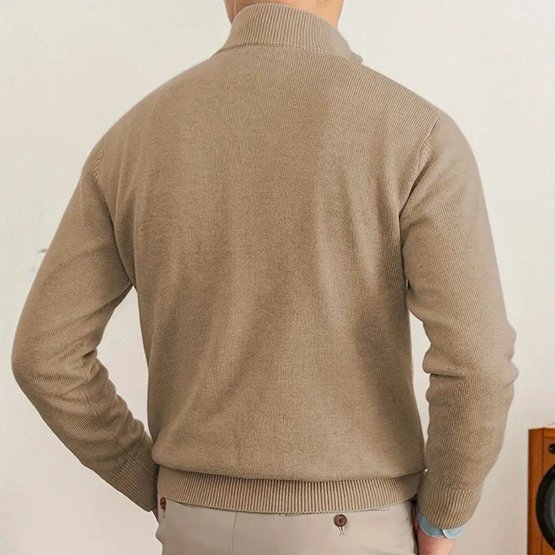 Pull en coton à col zippé | Décontracté
