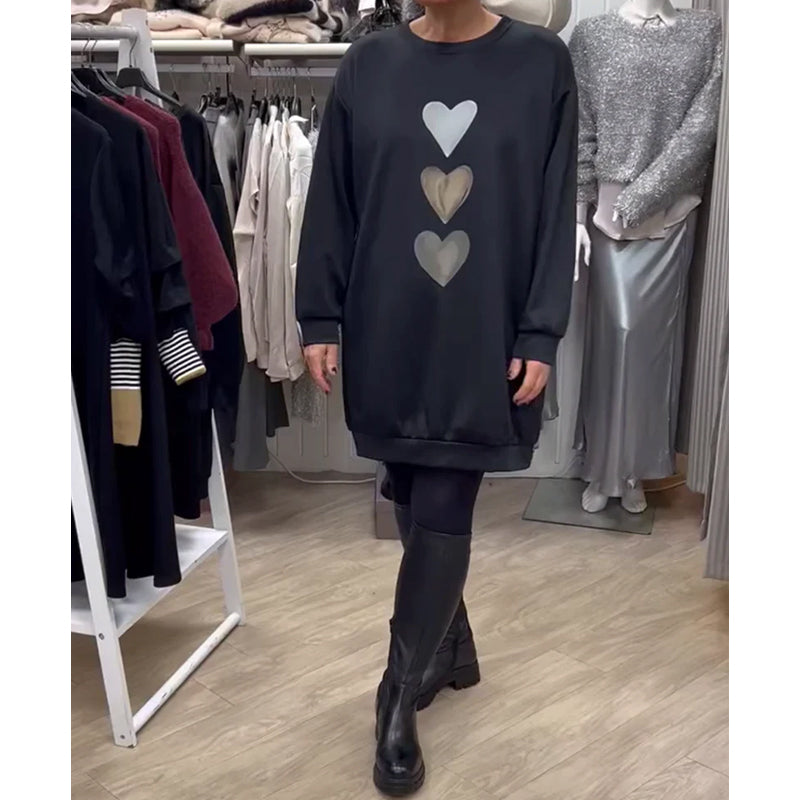 Sweat-Shirt Femme Cœur Imprimé | Manches Longues