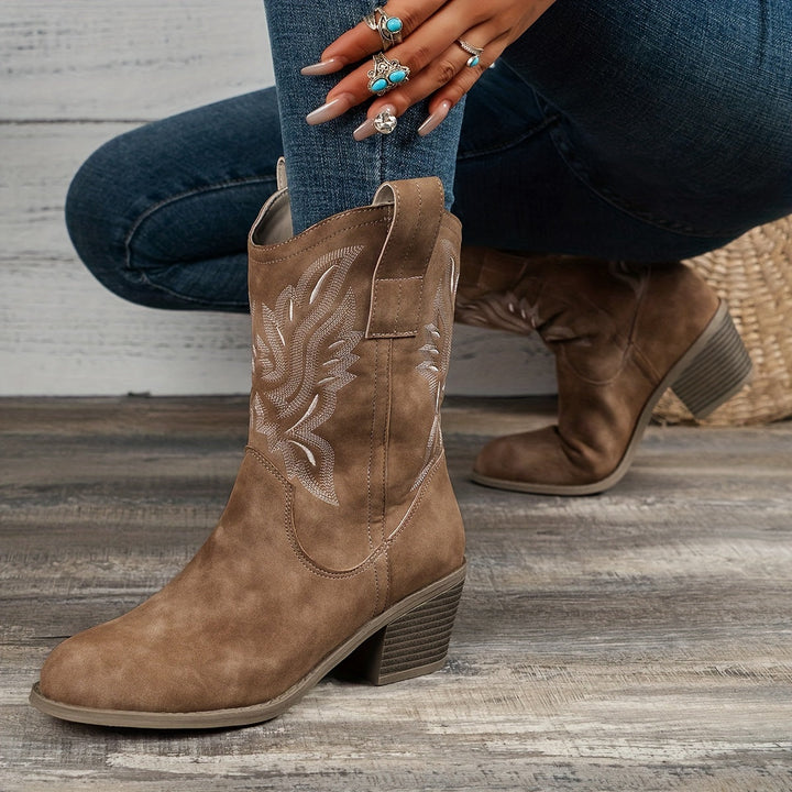 Bottes de cowboy à talons épais, élégantes