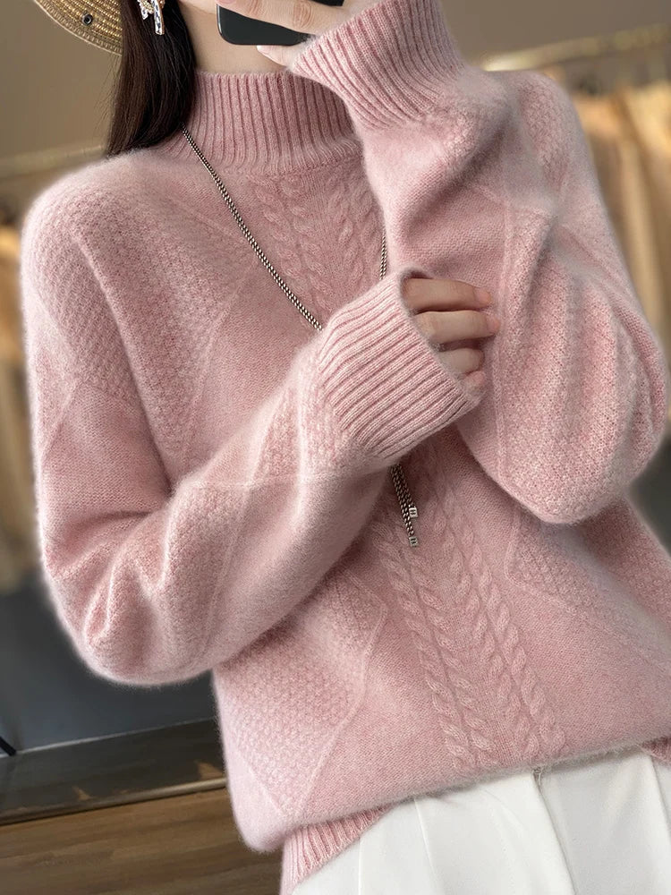 Pull Texturé Élégant Pour Femme | Col Montant