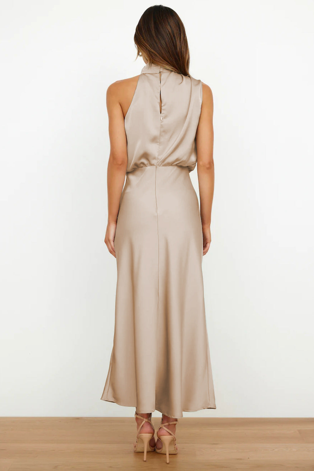 Robe Longue en Satin Femme | Élégante à Col Halter