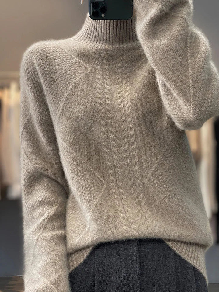 Pull Texturé Élégant Pour Femme | Col Montant