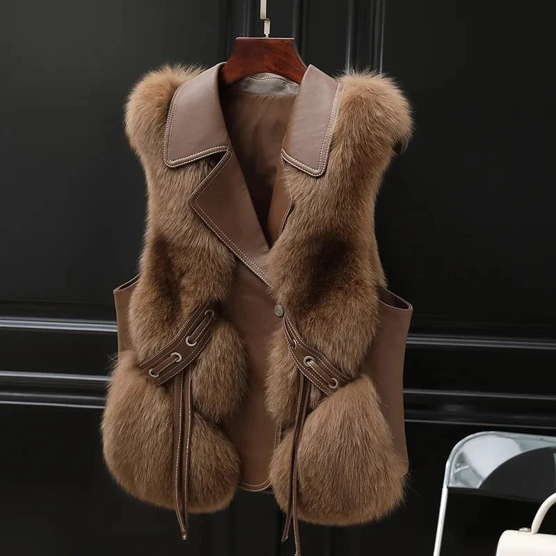 Gilet En Fausse Fourrure Luxueux Pour Femme | Ajustable