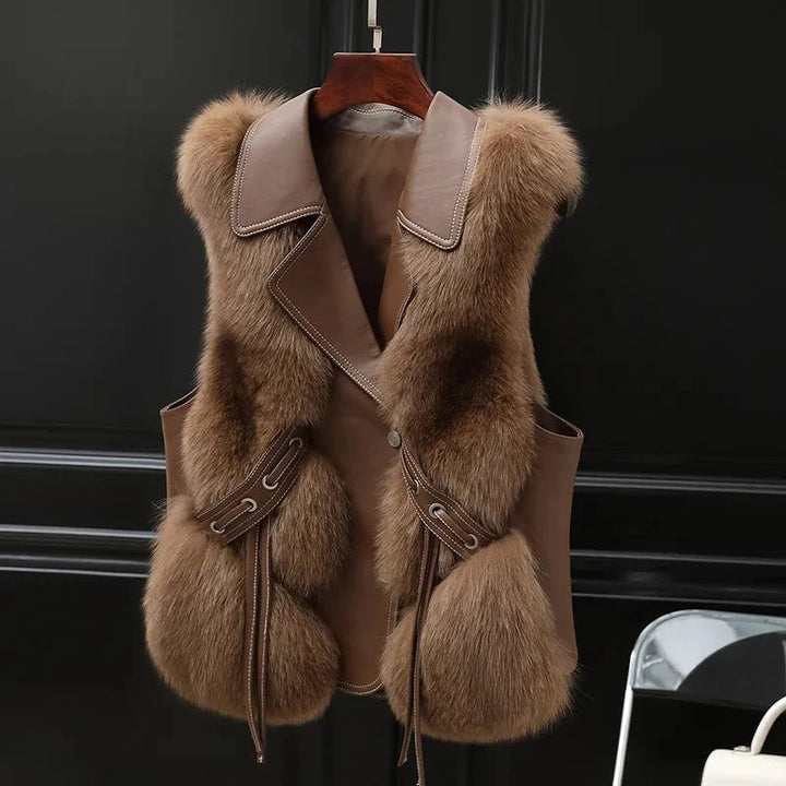 Gilet En Fausse Fourrure Luxueux Pour Femme | Ajustable