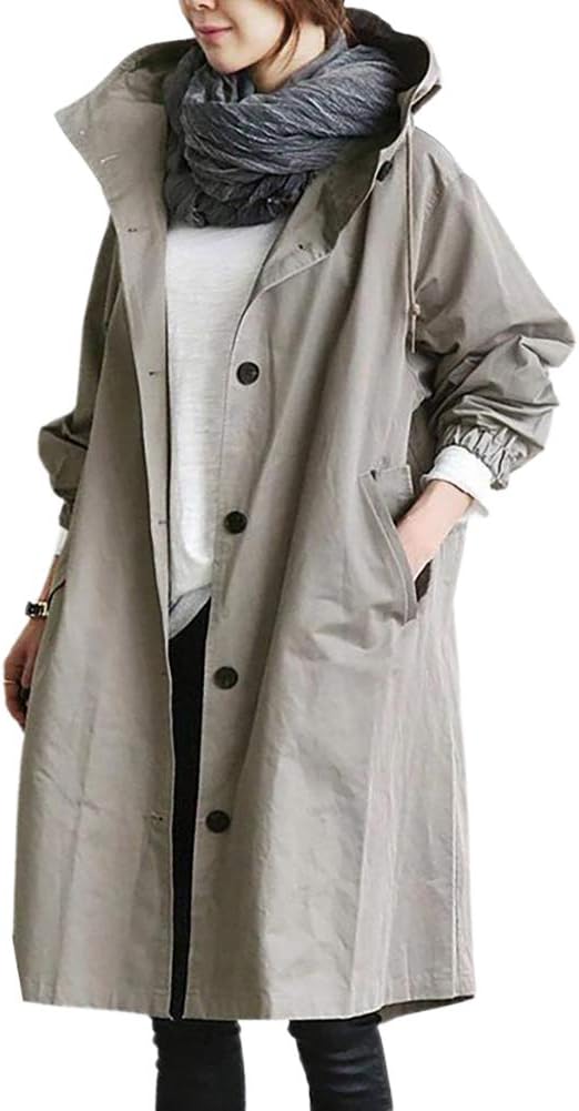 Women's Long Hooded Trench Coat | Lightweight and Stylish 