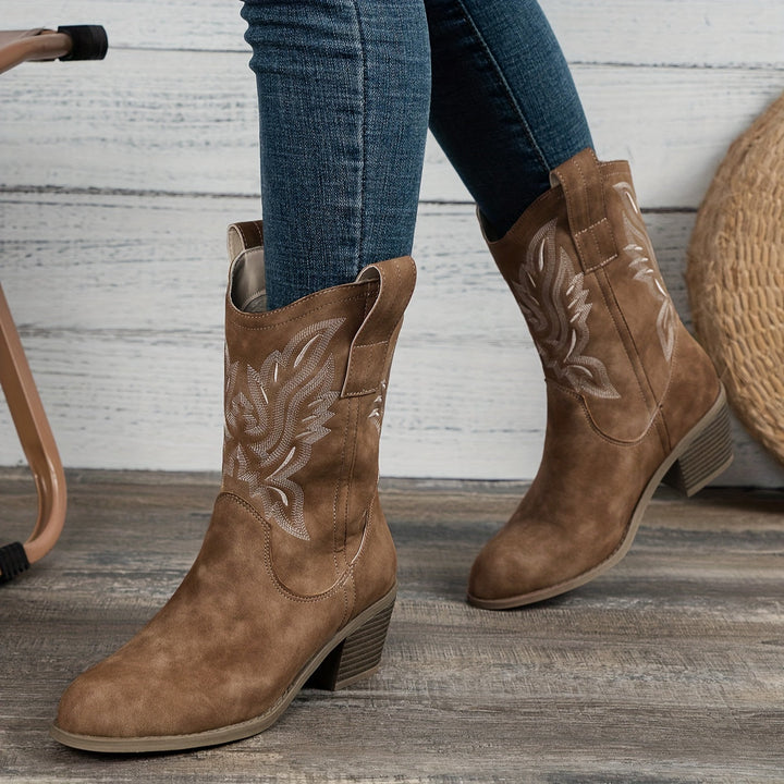 Bottes de cowboy à talons épais, élégantes