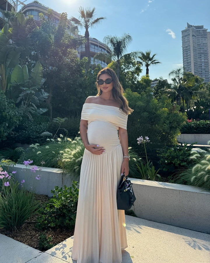 Robe Maxi Plissée Décolletée pour Femmes | Maternité