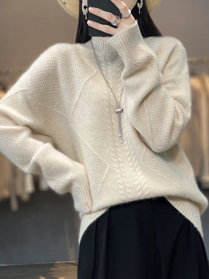 Pull Texturé Élégant Pour Femme | Col Montant