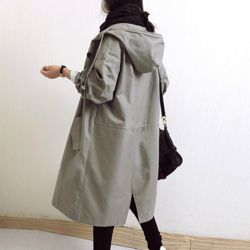 Women's Long Hooded Trench Coat | Lightweight and Stylish 