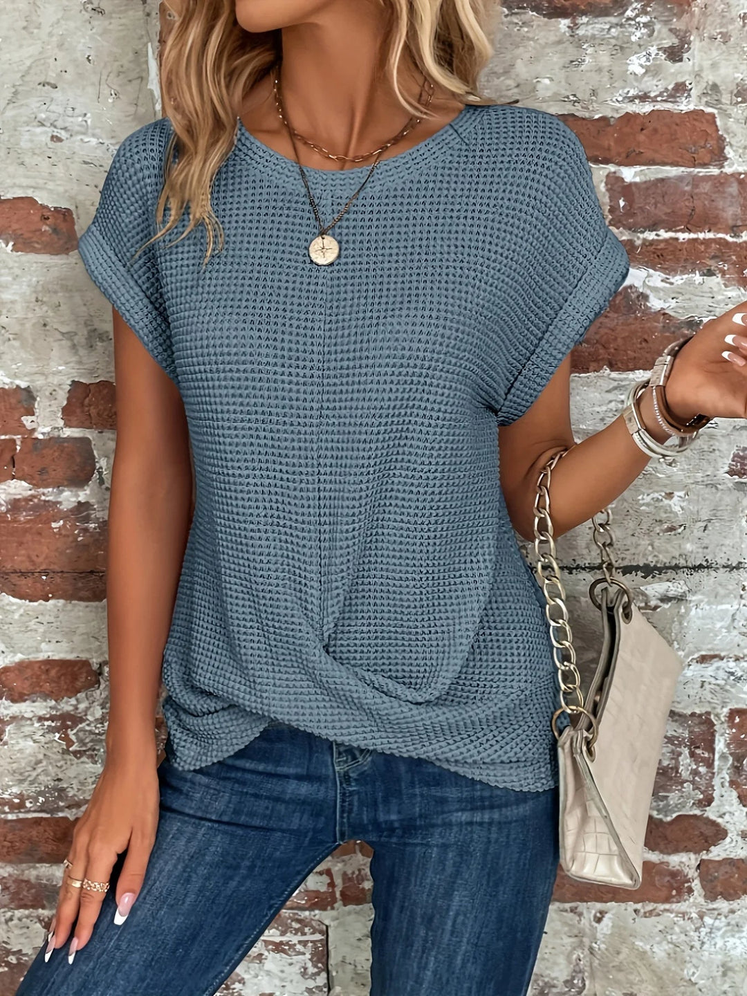 T-Shirt Torsadé Texturé Pour Femme | Coupe Décontractée