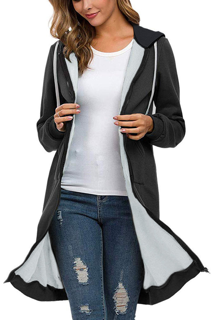 Sweat À Capuche Zippé Oversize Pour Femme | Coupe Longue